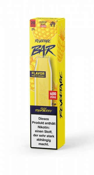 REVOLTAGE Einweg E-Zigarette mit nikotinhaltiger Flüssigkeit Sorte Yellow Raspberry 20 mg Disposable 100030021