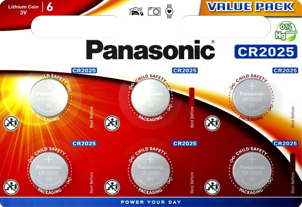 Panasonic Knopfzelle Lithium CR2025 6er Blister 3V CR-2025EL/6BP