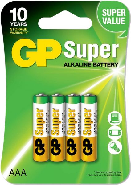 GP Super Alkaline Micro AAA Batterie 1,5V LR3 4er Blister GP24AE-2U4
