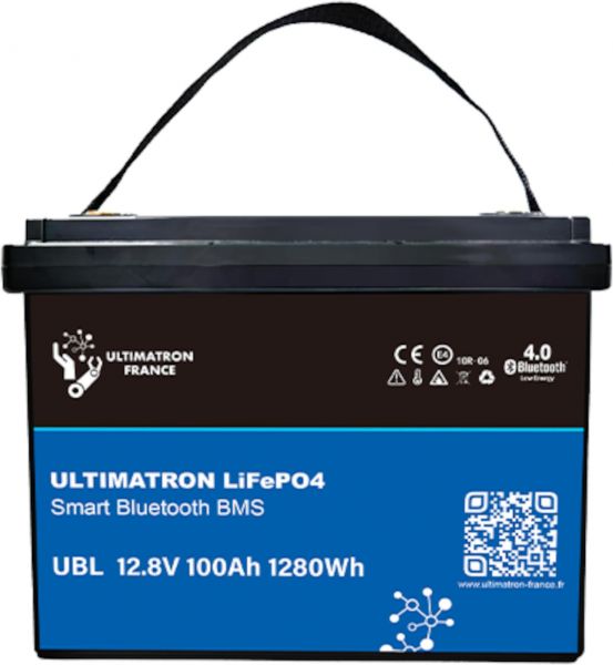 Ultimatron 2x LifePo4 Lithiumbatterie 12,8 V 100Ah ULS-12-100 mit Bluetooth und Smart BMS integriert Kunststoffgehäuse Batterie geeignet für den Einbau unter dem Sitz gem. § 12 Abs. 3 UStG ULS-12-100