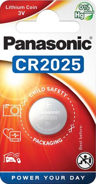 Panasonic 12x Knopfzelle Lithium CR2025 1er Blister 3V CR-2025EL/1B