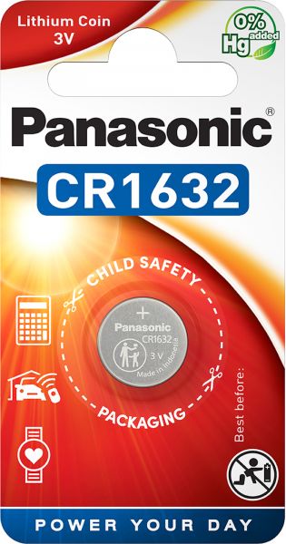 Panasonic 12x Lithium 3V Zelle 1er Blister CR1632 Knopfzelle Lithium Coin CR-1632EL/1B