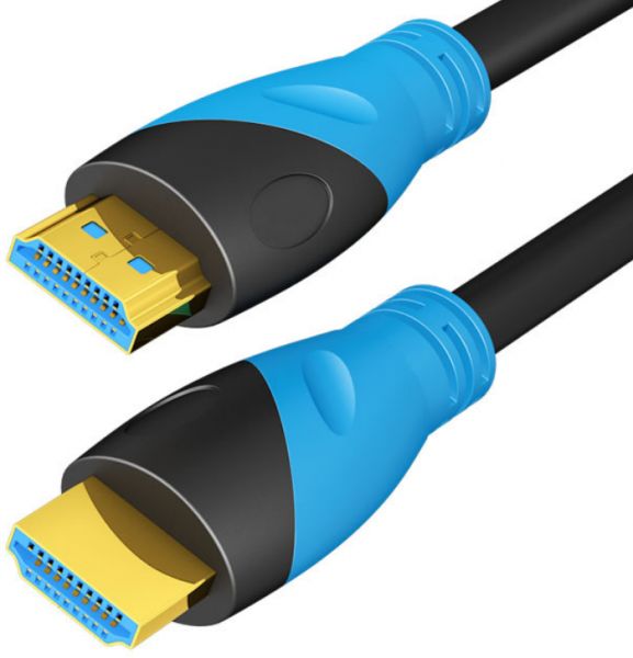 EWANTO 1m 4k HDMI (m) Kabel Multifunktionskabel Schwarz/blau für DVD 4k TV Blu-ray PS5/Xbox Series HMDB-01