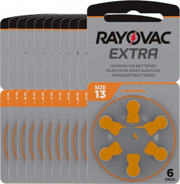 Rayovac 1000x Extra Advanced Gr. 13 Hörgerätebatterien 6er Blister PR48 Orange 24606 13AUX-6XEMF