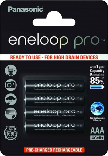 Panasonic eneloop Pro AAA Akku Micro min. 930 mAh 4er Blister 1,2 V LSD BK-4HCDE/4BE