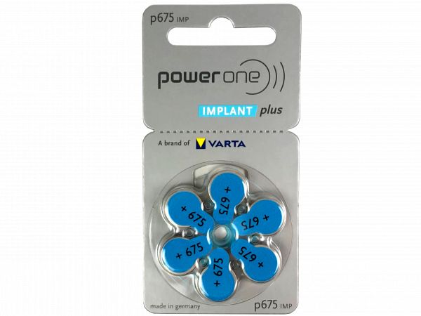 Varta Power One Implant Plus Cochlear Hörgerätebatterien 6er Blister PR44 Blau p675