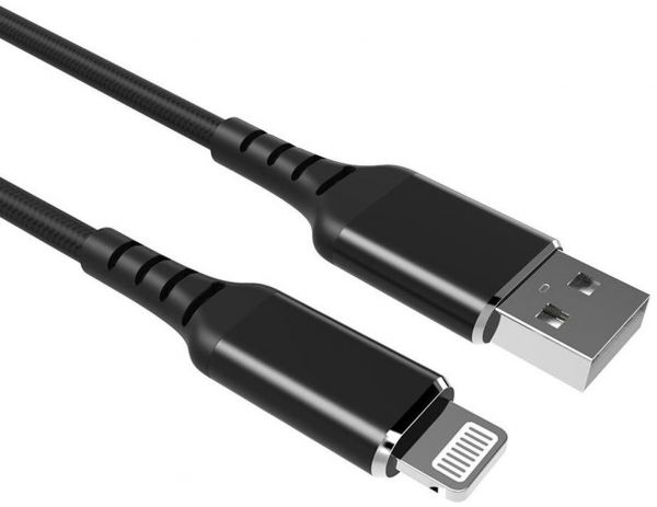 EWANTO 1m USB-A (m) auf für Apple iPhone 5 bis 13 X Xr Xs Max Ipad Kabel, Schwarz Geflochten für Apple iPad iPod Macbook Laptop VVUC3A-02