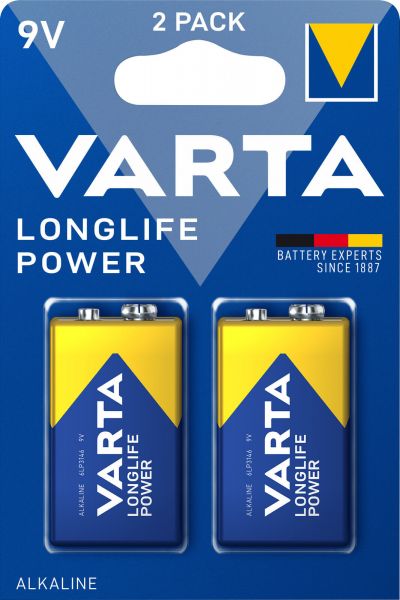 Varta Longlife Power Alkaline 9V Batterie 2er Blister 4922