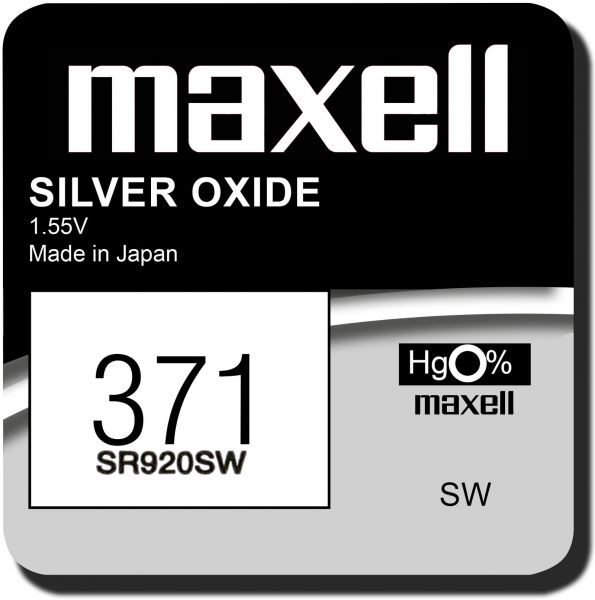Maxell 371 Uhrenzelle Silber Oxid Knopfzelle SR920SW 1,55 V 1er Blister 18290100