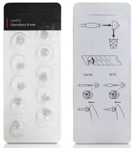 EWANTO miniFit 10er Blister 8 mm OpenBass wie Oticon Dome Kuppeln Schirmchen für oticon miniFit Ex-Hörer MIFTOB-08