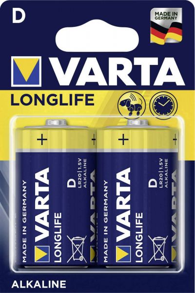 Varta 10x Longlife D 1,5 V Mono Alkaline Batterie LR20 2er Blister 4120