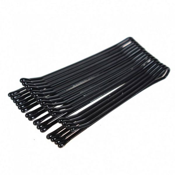 EWANTO 100x Haarnadeln Bobby Pins 40 Stück gebogene Form glatte Oberfläche schwarz 72 mm HH-5
