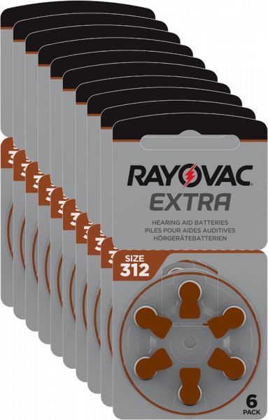 Rayovac 10x Extra Advanced Gr. 312 - 6er Blister Hörgerätebatterien PR41 Braun 24607 312AU-6XEMF