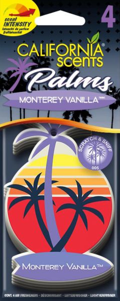 California Scents Lufterfrischer Palm 4er Packung Geruchsorte Monterey Vanilla 4 Duftpalmen Air Fresheners CPA005-4EU 149832