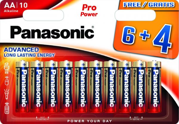Panasonic 2x Pro Power Mignon AA, LR6 AM3 Alkaline 10er Blister MN1500 LR6XEG/10B4F LR06 LR6PPG/10BW 6+4F