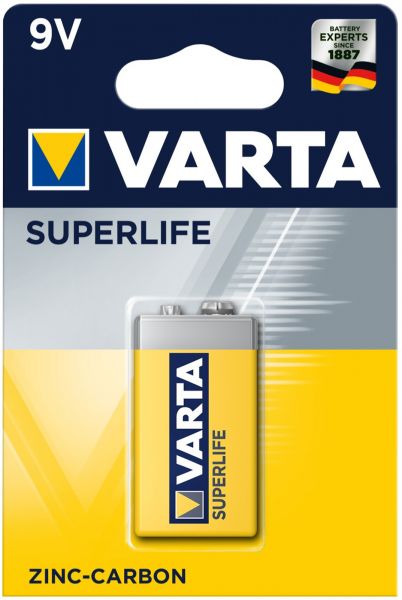 Varta Superlife 9V Block Zink-Kohle Batterie 1er Blister 6F22 2022