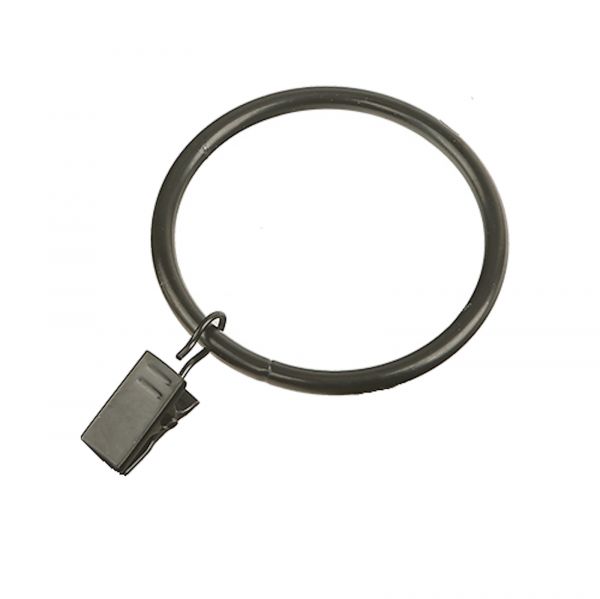 EWANTO Vorhangringe 10 Stück Schwarz matt 45 mm Durchmesser Gardinenringe Gardinenhaken Set Ring mit 18 mm Clip HH-15