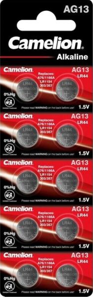 Camelion AG13 10er Blister Alkaline Knopfzelle Batterie LR44 LR1154 357 0%Hg 12051013