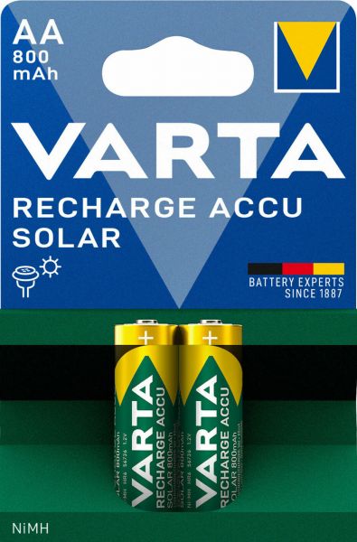 Varta Recharge Accu Solar HR6 wiederaufladbarer Akku AA Mignon 800 mAH 2er Blister NiMh 56736