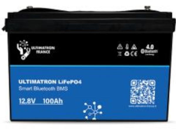 Ultimatron LifePo4 Lithiumbatterie 12,8 V 100Ah UBL-12-100 mit Bluetooth und Smart BMS integrier Plastikbehälter UBL-12-100