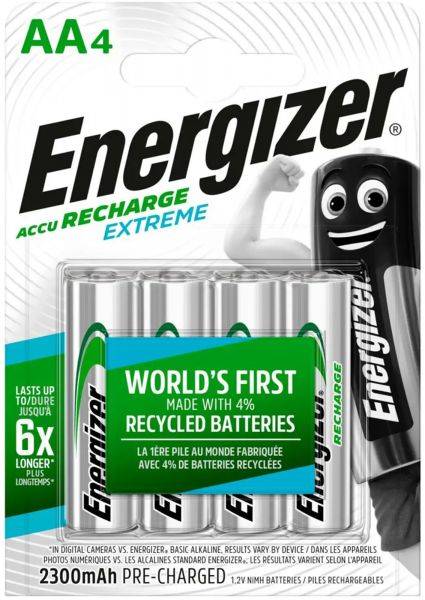 Energizer Akku AA Recharge Extreme NiMH Mignon Stilo 2300 mAh vorgeladen 4er Blister NH15-2300(HR6)