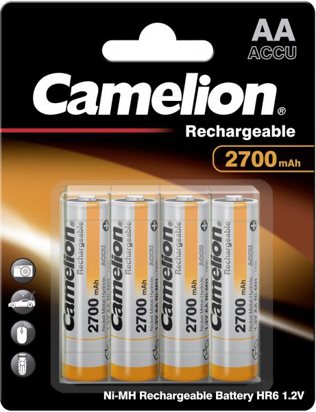 Camelion Ni-MH Rechargeable AA Akku 2700 mAh HR6 1,2V 4er Blister mit Box zur Aufbewahrung Mignon 17027406