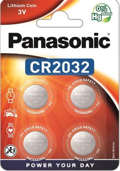 Panasonic 12x Lithium 3V Zelle 4er Blister CR2032 IEC C Knopfzelle CR-2032EL/4B