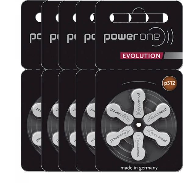 Varta 5x Power One EVOLUTION Gr. 312 Hörgerätebatterien 1,45V 6er Blister PR41 Braun p312