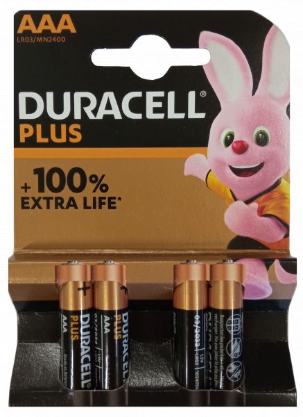 Duracell AAA LR03 1,5V Plus Power Alkaline Batterie 4er Blister Micro MN2400