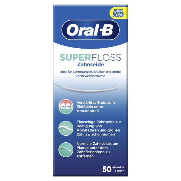 Oral-B Super Floss Zahnseide für Zahnspangen, Brücken und Zahnzwischenräume 90190266