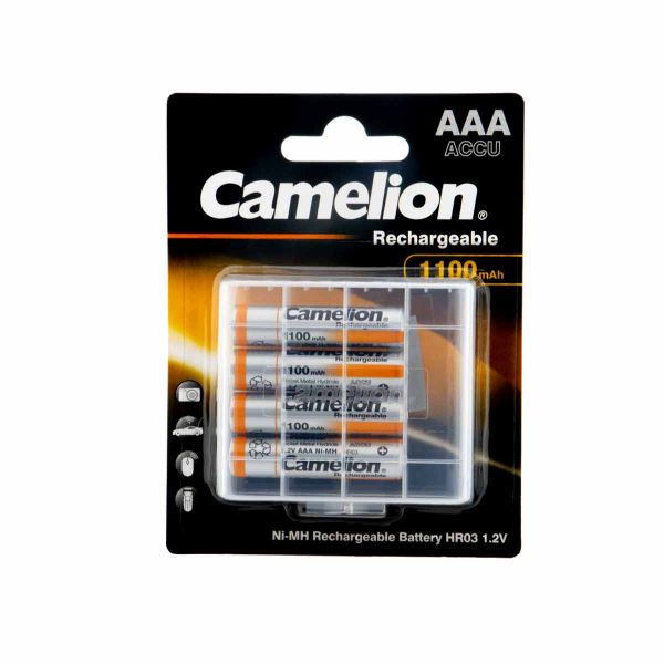 Camelion Ni-MH Rechargeable Akku AAA HR03 1,2V 1100 mAh 4er Blister Micro in Plastik Aufbewahrungsbox 17011403