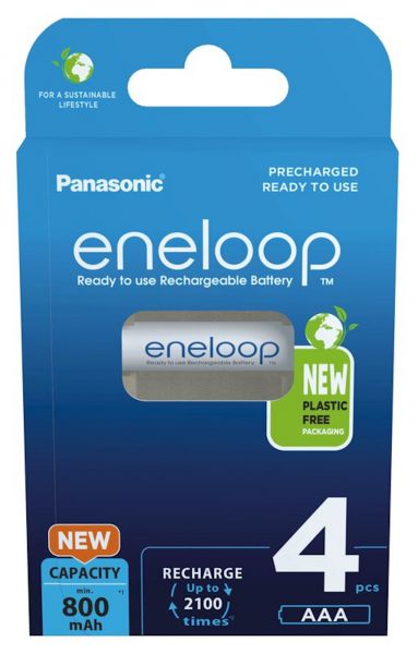 Panasonic eneloop 4er Blister AAA Ni-MH Akkus 800 mAh wiederaufladbar BK-4MCDE/4BE