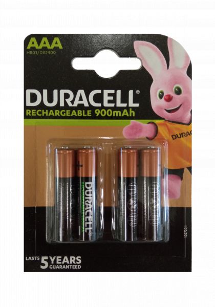 Duracell Recharge Ultra Akku AAA HR03 900 mAh vorgeladen 4er Blister Micro Mini Stilo DX2400