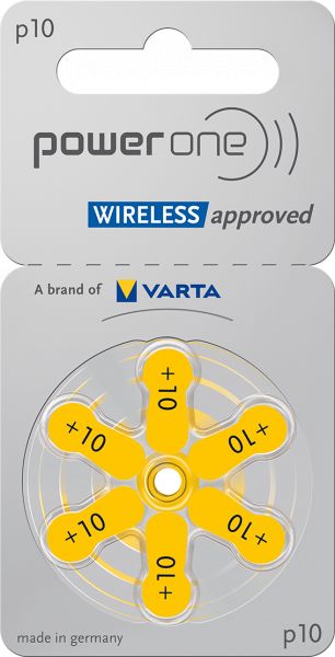 Varta Power One Gr. 10 Hörgerätebatterien 6er Blister PR70 Gelb 24610 p10