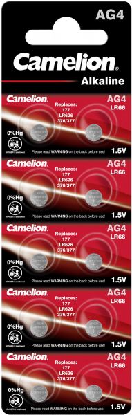 Camelion Alkaline Knopfzelle AG4 LR66 LR626 377 1,5 V 10er Blister 12051004