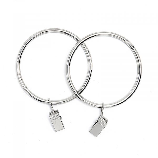 EWANTO 50x Vorhangringe 10 Stück Silber glänzend 45 mm Durchmesser Gardinenringe Gardinenhaken Set Ring mit 18 mm Clip HH-13