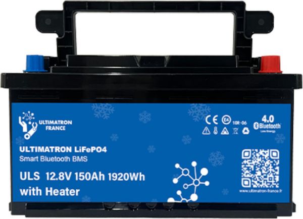 Ultimatron LifePo4 Lithiumbatterie 12,8 V 150Ah ULS-12-150H mit Bluetooth und Smart BMS integriert Kunststoffgehäuse Batterie geeignet für den Einbau unter dem Sitz gem. § 12 Abs. 3 UStG ULS-12-150H