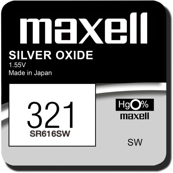 Maxell 321 Uhrenzelle Silber Oxid Knopfzelle SR616SW 1,55 V 1er Blister 18292800