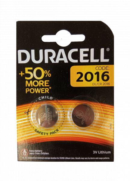 Duracell 100x Knopfzelle Lithium CR2016 2er Blister 3V DL2016 2016