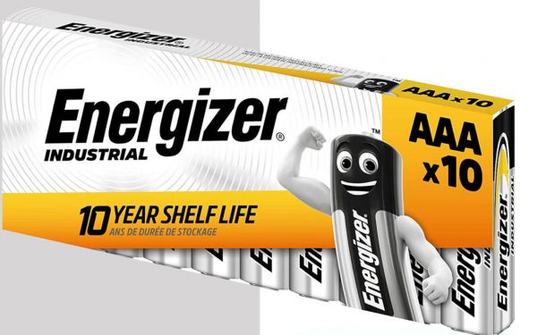 Energizer 10er Industrial Batterien AAA Mignon EN92 Alkaline LR03 1250 mAh 1,5V E300582404 Blister E300582404