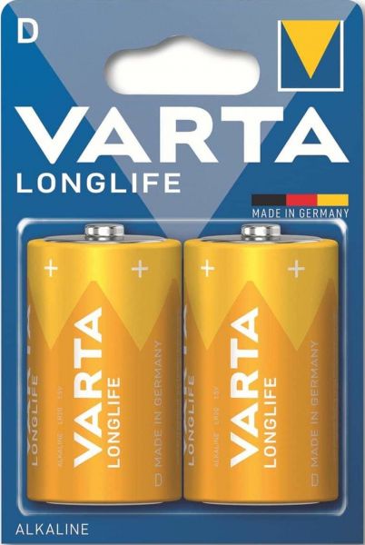 Varta Longlife D 1,5 V Mono Alkaline Batterie LR20 2er Blister 4120