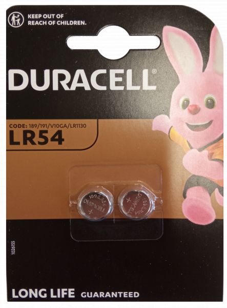 Duracell G10 LR54 LR1130 2er Blister Knopfzelle Batterie V10GA LR54/189