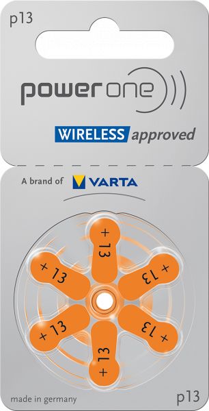 Varta Power One Gr. 13 Hörgerätebatterien 1,45V Orange 6er Blister PR48 24606 p13