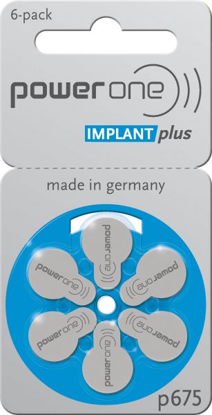 Varta Power One Implant Plus Cochlear Hörgerätebatterien 6er Blister PR44 Blau p675