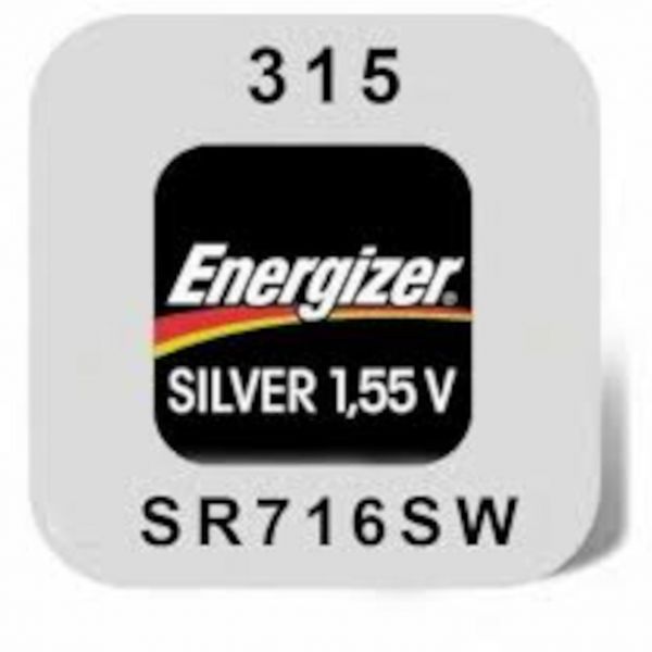 Energizer Uhrenbatterie 315 SR716SW 1,55V E301536903 Knopfzelle in 1er-Miniblister Silberoxid E301536903