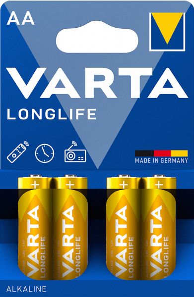 Varta 100x Longlife AA Mignon Alkaline Batterie 4er Blister LR6 MN1500 Stilo 1,5 V 4106
