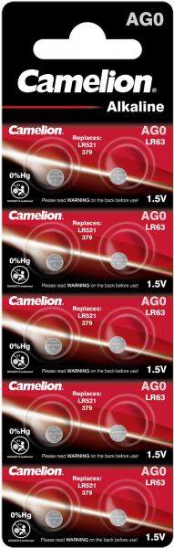 Camelion Alkaline Knopfzelle AG0 LR63 LR521 379 1,5 V 10er Blister 12051000