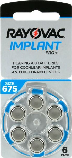 Rayovac Implant Pro Hörgerätebatterien Gr. 675 PR44 Blau 6er Blister Cochlear Implantat Implant Pro +