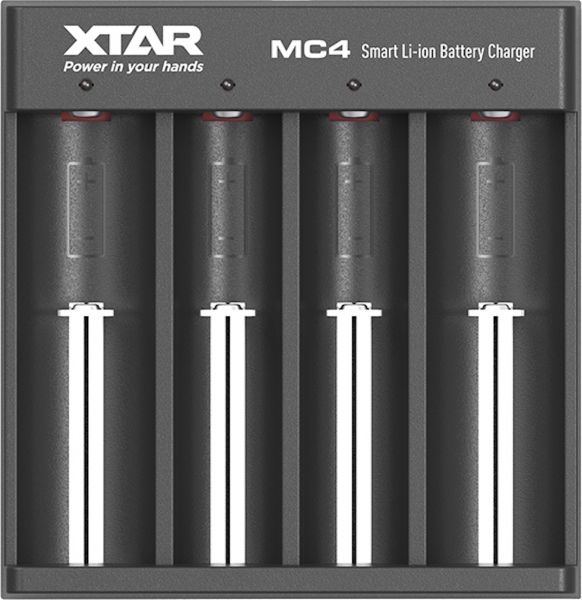 XTAR 4-Schacht USB-Ladegerät Micro USB-Ladeanschluss, für Li-Ion-Akkus MC4