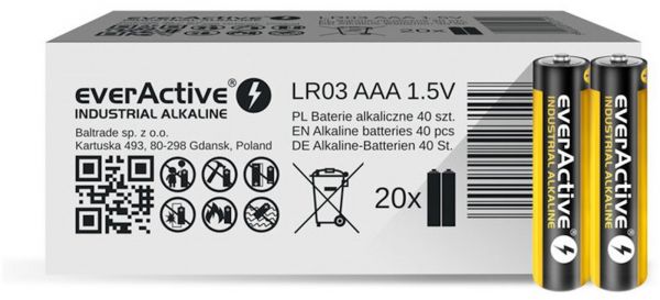 everActive Industrial Alkaline LR03 AAA 1,5V Batterie 40er Packung EVLR03S2IK